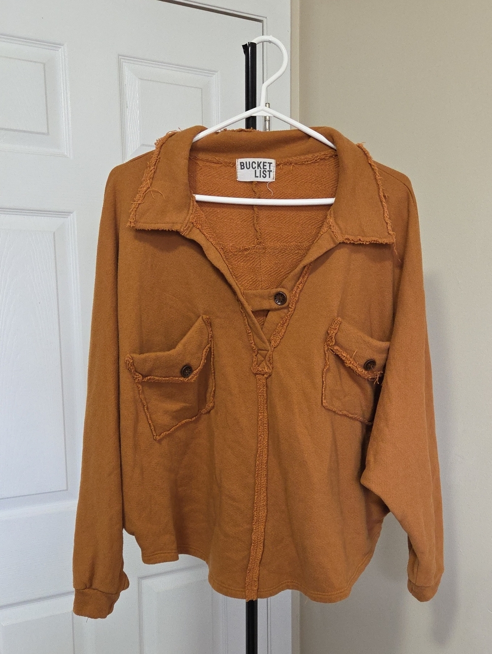 BUCKETLIST Oversized Women's Rust-Tone Utility Jacket with Button Pockets